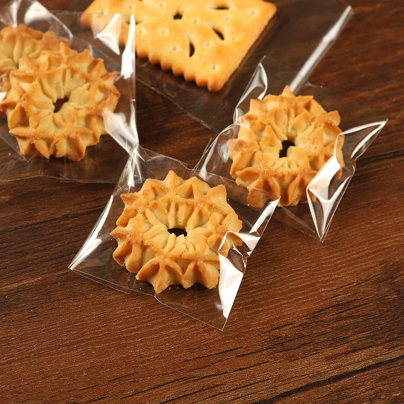 Transparent Clear Biscuit Bread Cookie Bags Food Candy Chocolate Wedding Birthday Party Plastic Packaging Bag 100pcs storage bag,storage box