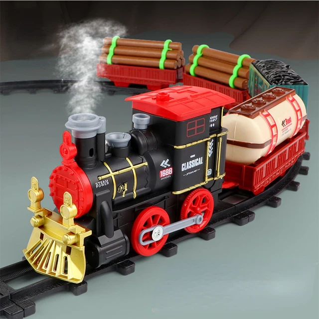 Christmas Electric Rail Car Train Toy with Smoke Simulation Classical Model Children's Electric Railway Train Set for Boy 1