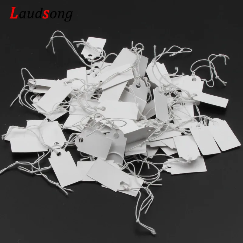 

100Pcs White Kraft String Blanks Price Tag Wedding Favour Price Label Paper Pricing Tags With Rope 26x13mm