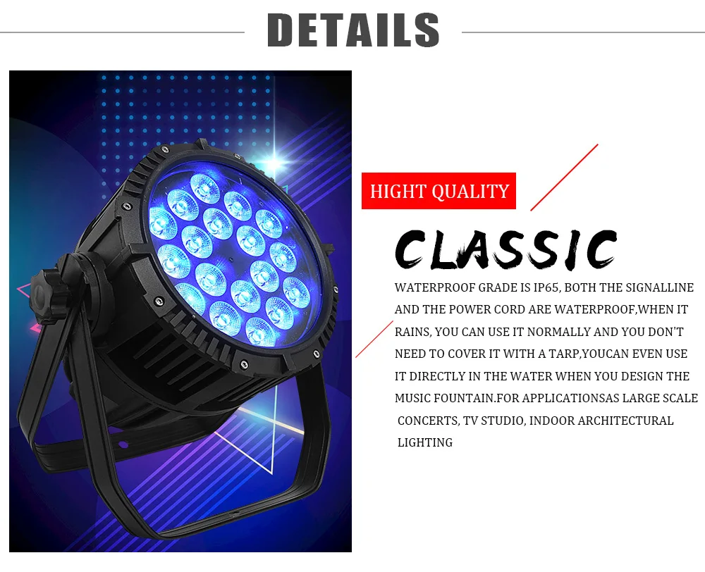 Открытый водонепроницаемый IP65 светодиодный сценический светильник DMX512 18x15 Вт RGBWA 5в1 светильник s для профессионального dj сцены свадьбы 2 шт./лот