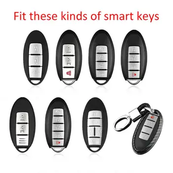 

For Nissan Infiniti Carbon Fiber Key Hard Shell Case Fob Chain Cover Case Holder Accessories Smart Key Car Accessories
