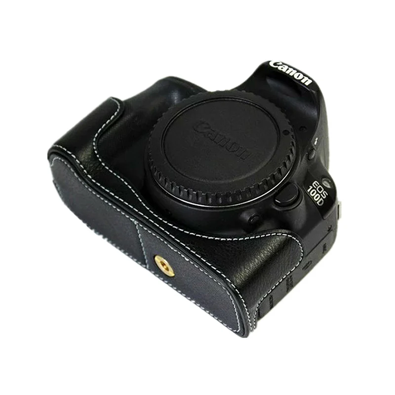 Real Genuine Leather Half Case Bag For Canon Eos 100d 200d Markii 250d