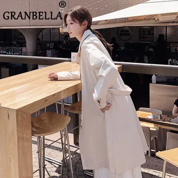 

Loose Casual Khaki Jacket 2020 Fashion College Type Woman Coat With Belt Hot Double Breasted Trench Coat Plus Size