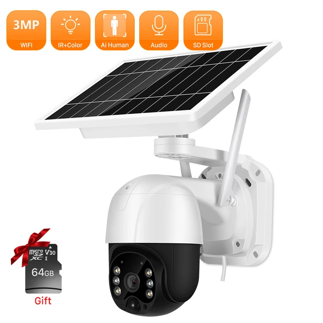 CAMARA VIGILANCIA IP EXTERIOR SOLAR WIFI RES. 2 MILLONES PIXEL APP ICSEE  CON PANEL - Smart Green Tecnología