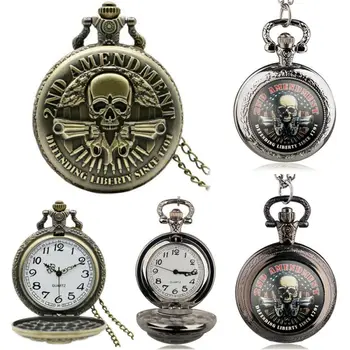 

Vintage Retro Pirate Steampunk Skull Head Quartz Pocket Watch Goth Chain Pendant