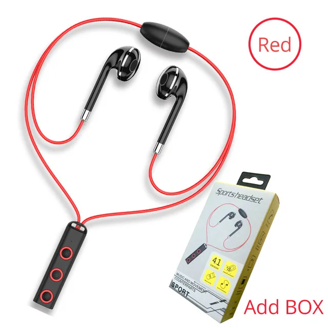 Красный Bluetooth наушники спортивные беспроводные наушники Hands free Bluetooth наушники бас гарнитуры микрофон наушники для ноутбука телефон - Цвет: Красный