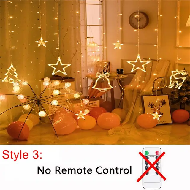 LED Christmas String Lights Garland Fairy Lights Star Lamp Outdoor Curtain Decor for Party Holiday Wedding New Year Decoration warm white 3