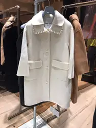 2019 новые элегантные модные длинные женские кашемировые пальто зимние с жемчужным воротником Два цвета черный и белый