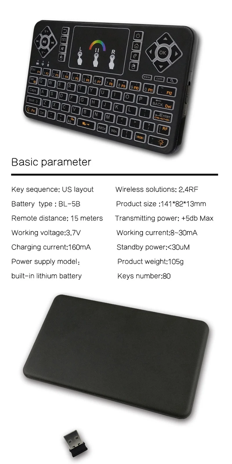 Q9 Mini keyboard 2.4GHz Wireless Keyboard with Touchpad Air Mouse Remote Control For Android TV BOX T9 X96 Mini Max AAA Battery
