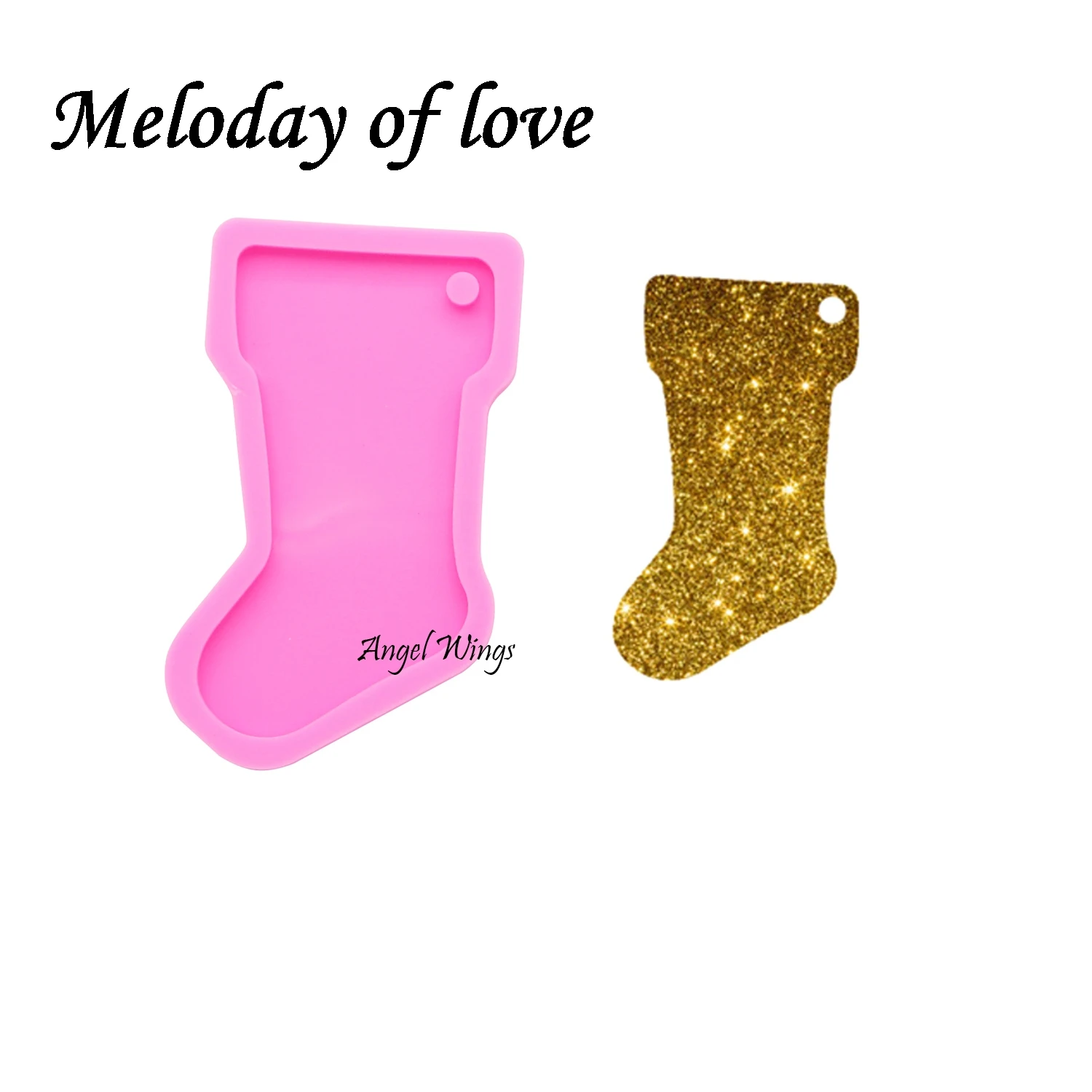 Pink 1pc Блестящие рождественские украшения круг/дерево/лампа/носки форма DIY эпоксидная смола силиконовая форма для брелка глянцевая отделка DY0108 - Цвет: Pink 1pc