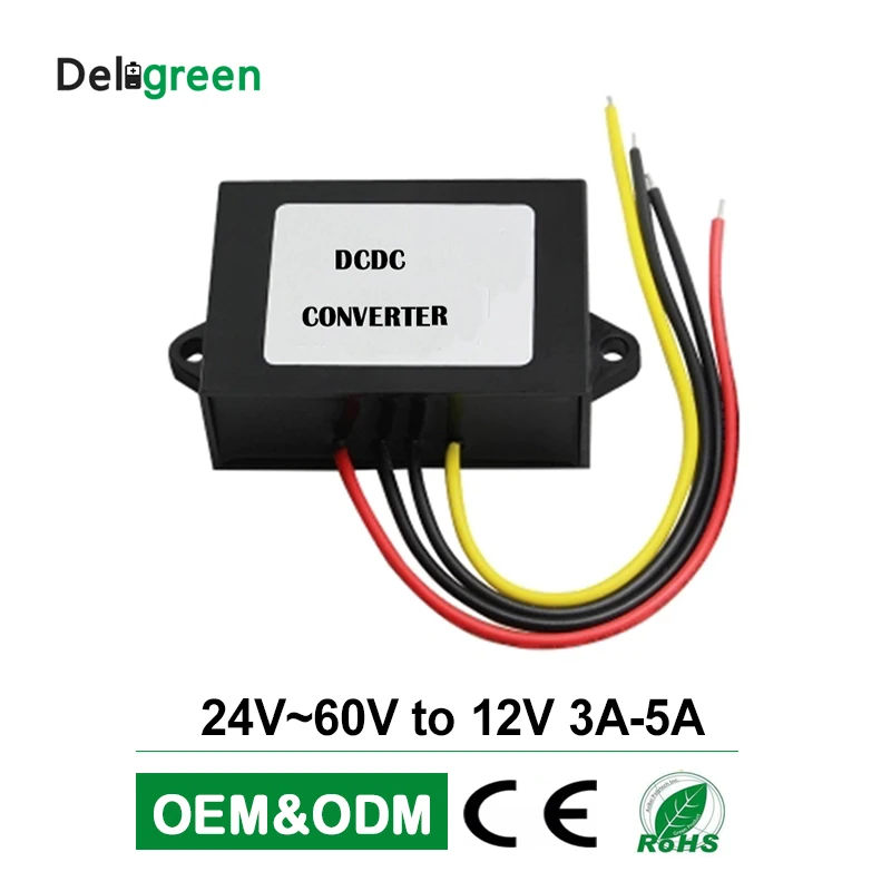 DC 24V 36V 48V 60V to 12V 1A 2A 3A 4A 5A широкое входное напряжение 15-72V to 12V регулятор автомобильный понижающий преобразователь источник питания