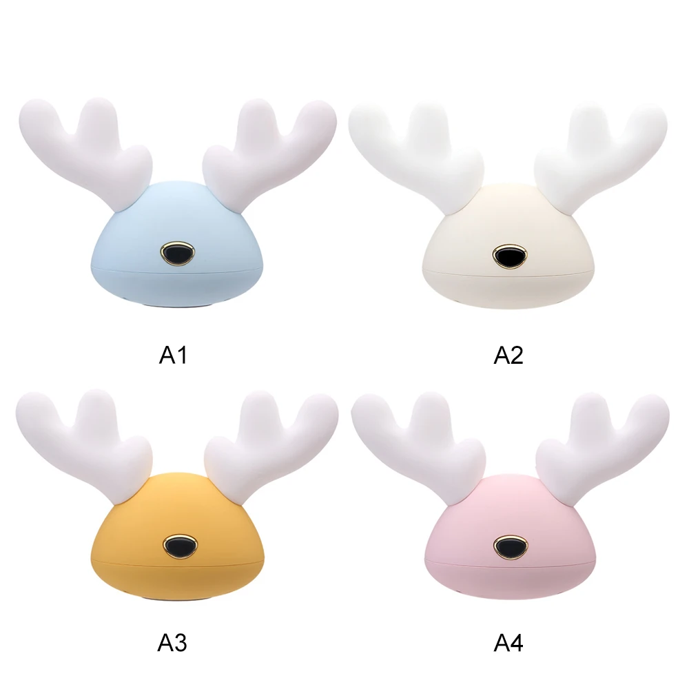 Cartoon Deer USB LED Night Light Charging Sleeping Lights 7 Color Changeable Light Lamp Soft Silicone Nightlight for Kids