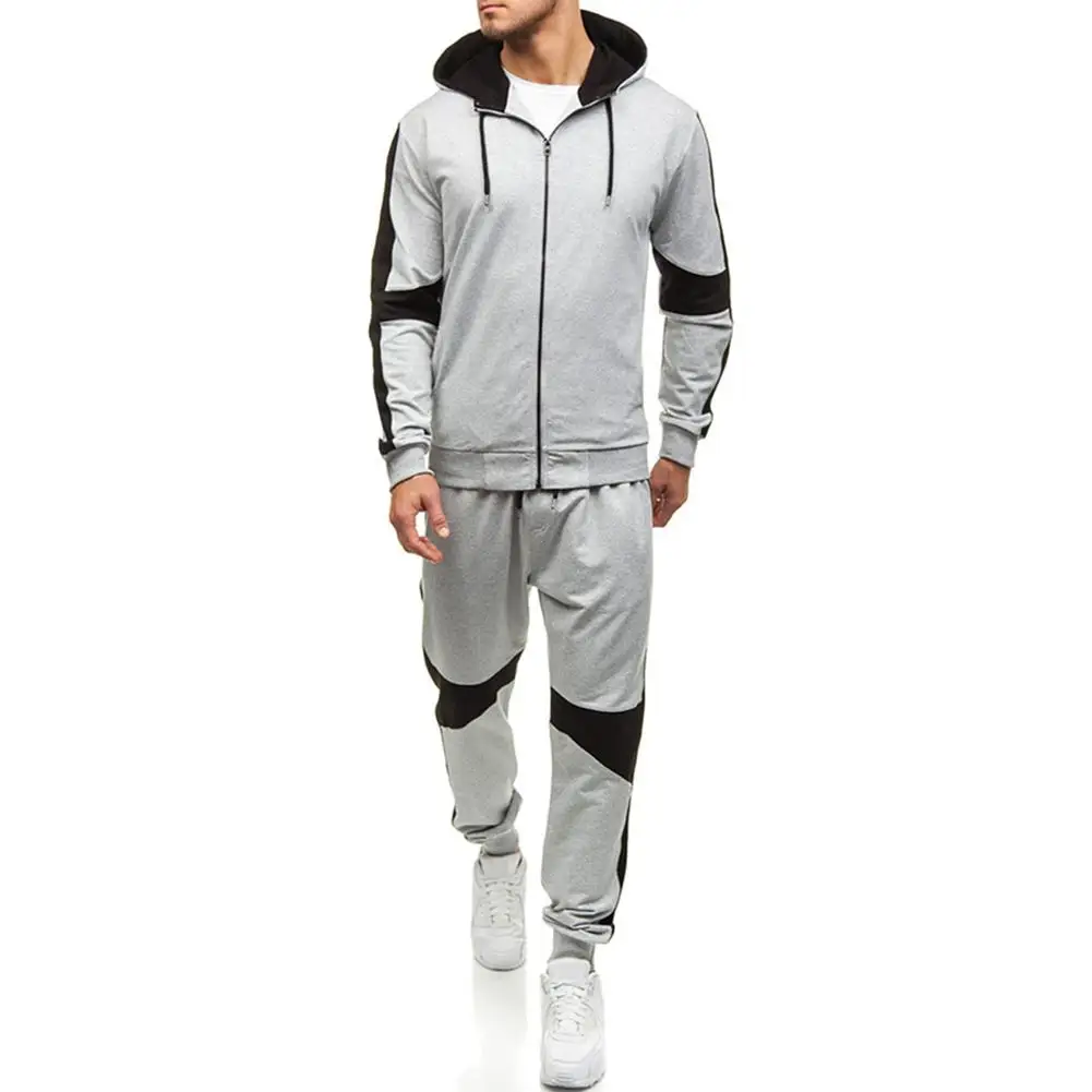 

2018 New Autumn Men Tracksuit Sport Set Patchwork Shirt Long Sleeve Fitness Pants Running Suit Plus Size Jacket Trousers