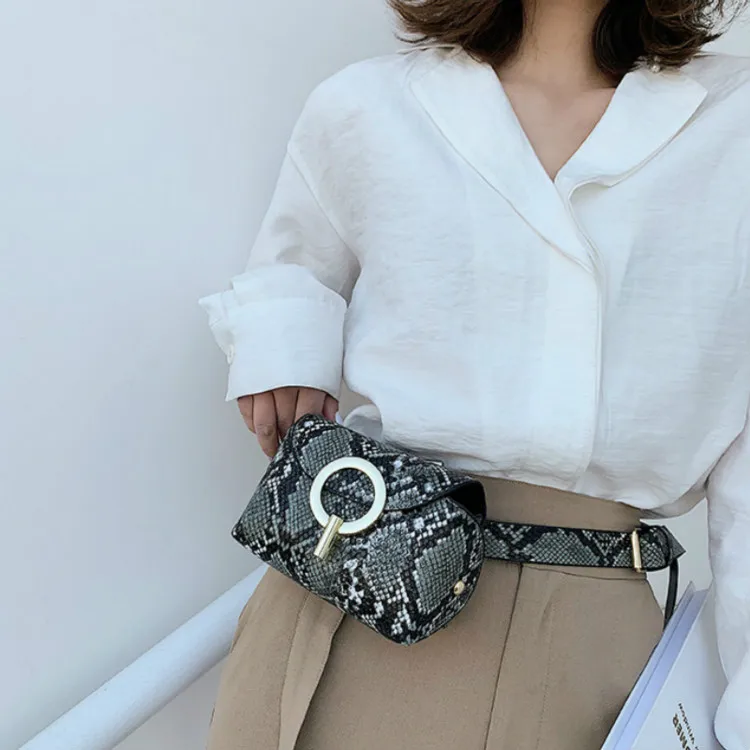 Модная сумка на пояс со змеиным принтом, женская сумка из искусственной кожи с змеиным принтом, поясная женская сумка