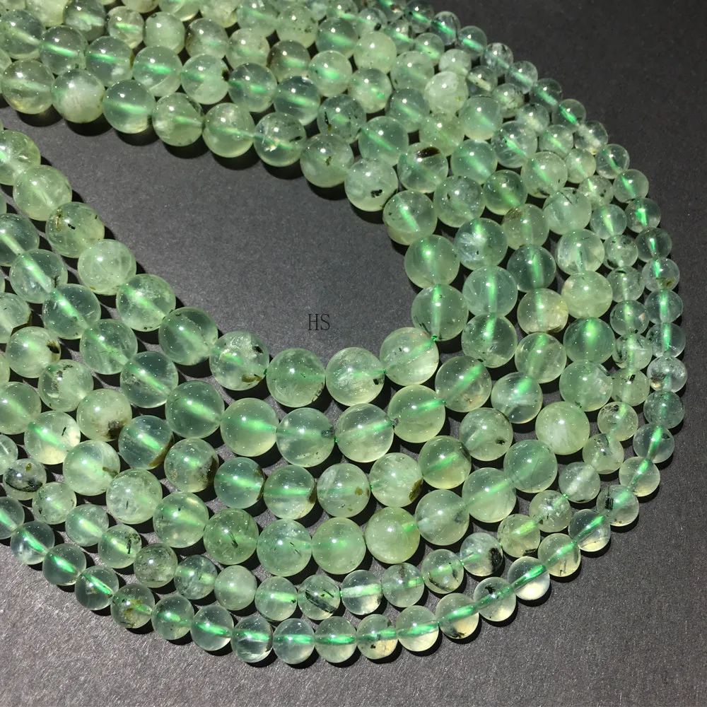 

Natural Top Green Prehnite Smooth Round Stone Loose Beads For Healing Energy Jewelry Making DIY Bracelet Necklace 4/6/8/10/12mm
