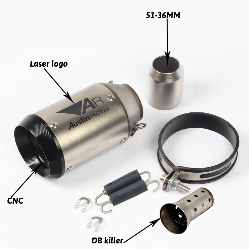 51 мм выхлопная труба для гонок мотоцикла Остин для GSXR600 Z1000 ER6N K7 углеродное волокно Moto GP система побега с DB killer