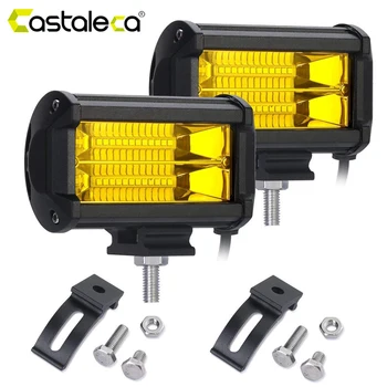 

Castaleca 72W LED Light Bar 12V 24V LED Work Light For Off Road Trucks Tractor Driving Fog Lights Waterproof White Amber