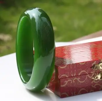 

Zheru Jewelry Natural Hetian Jade 54-64mm Green Bangle Elegant Princess Jewelry Best Gift