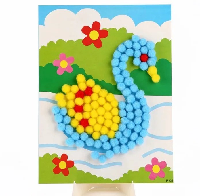 DIY Hairball липкая бумага картина детский сад игрушка материал посылка детские игрушки Девочка Ремесла Дети ремесла-35 - Цвет: swan