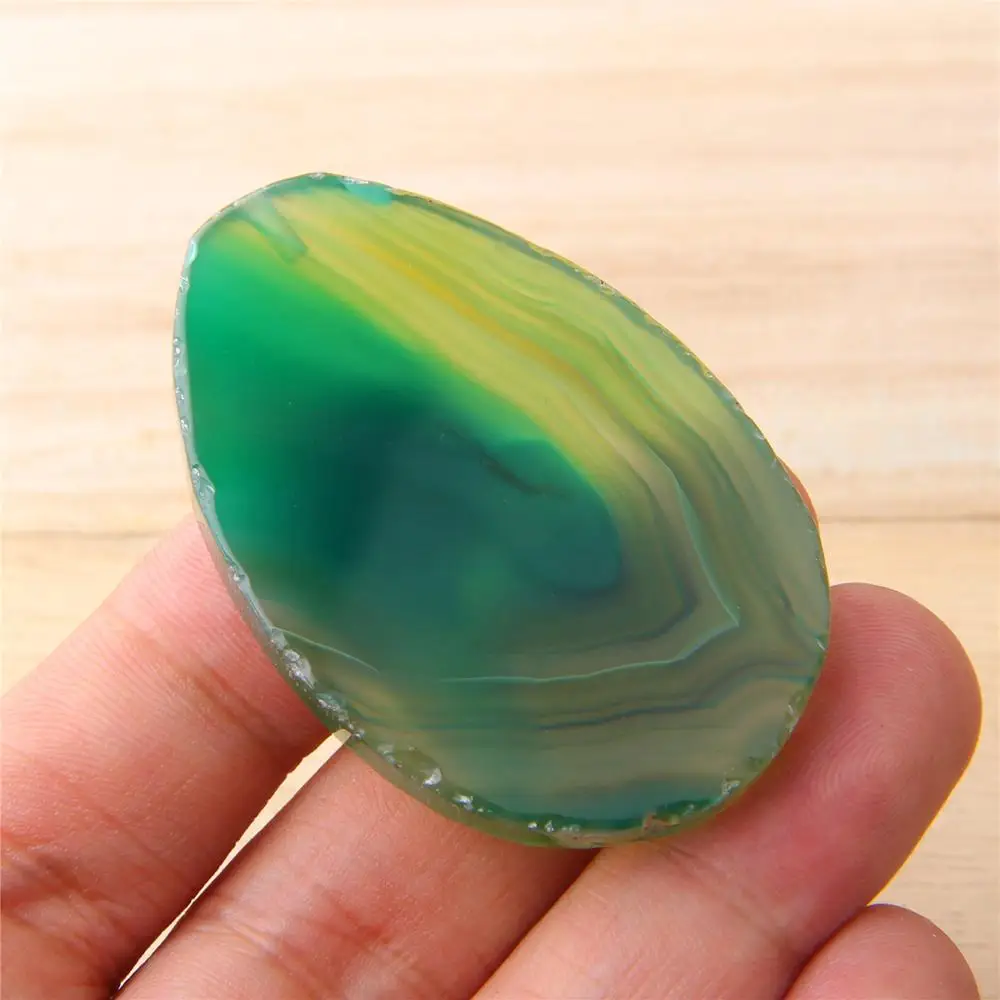 

1pcs Green Natural Agates Geode Polished Irregular Crystal Slice Reiki Stone Quartz Pendant Mineral Home Decor 29-33mm*46-54mm