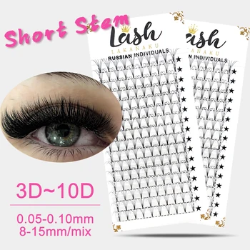 

Abonnie 5d mink lashes short stem Premade volume fans soft professional false eyelashes for makeup 0.05/0.07/0.10 C/D 8-15mm