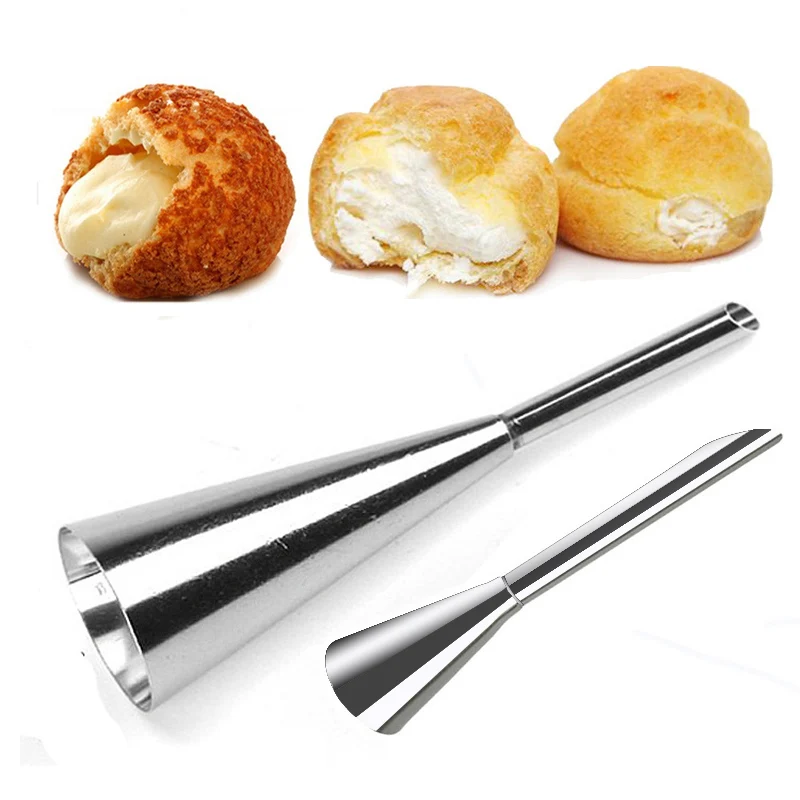 

2 Pcs Pastry Puff Cream Cake Nozzle Stainless Steel Cake Cupcake Puffs Injection Tool Icing Piping Tips Cake Decorating Tool