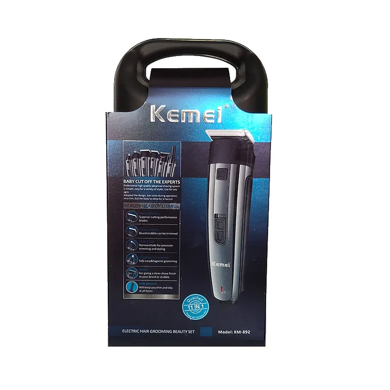 with box Электрическая машинка для стрижки волос Kemei, керамическое лезвие, перезаряжаемая электрическая бритва для тела, мужской триммер для стрижки бороды, машинка для стрижки волос F30 - Цвет: with box