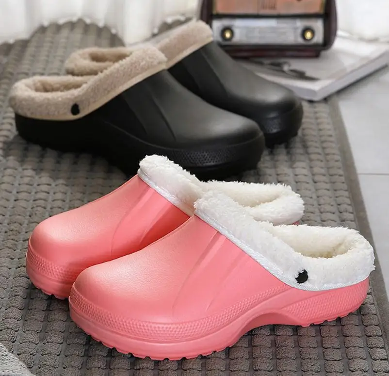 Waterpoof Women Indoor Slippers Warm Plush Winter Shoes Woman Men Home Slipper Soft EVA Anti-slip Lovers Floor Slides SH10181