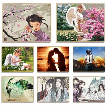 

Frame Dancers Wedding Dress Angel Diy Painting By Numbers Modern Wall Art Picture Figure Painting on Canvas Marriage Room Decor