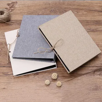 

Photo Album Scrapbook, Linen Refillable Scrap Book, Vintage Black Pages Memory Book, Back to School Gifts for Children, Wedding