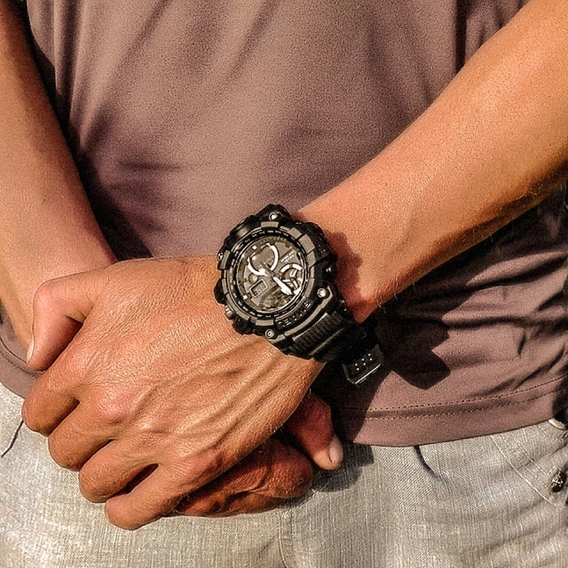 Армейские часы брендовые цифровые с подсветкой Мужские часы Мужские военные светодиодный наручные часы 1545C военные часы мужские водонепроницаемые