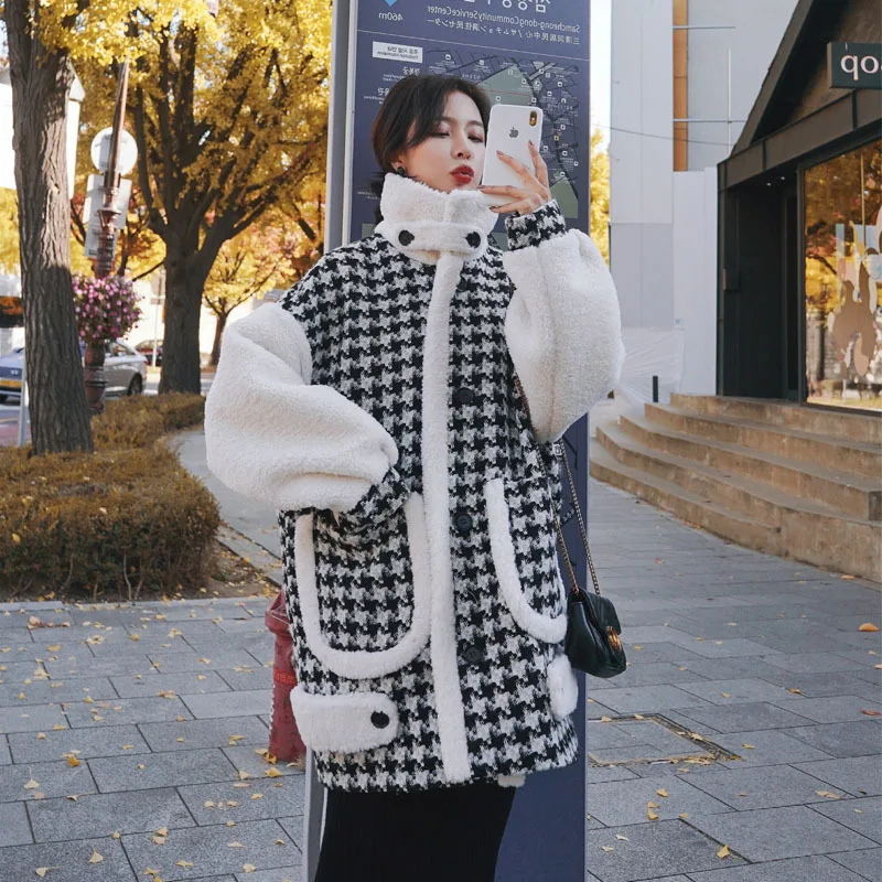 

Photo Shoot Thousands of Birds Berber Fleece Joint WOMEN'S Dress Mid-length 2020 New Style Winter Fur Woolen Jacket Thick