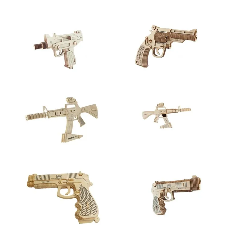 Модель оружия пулемета Игрушечная модель 3d трехмерная деревянная головоломка