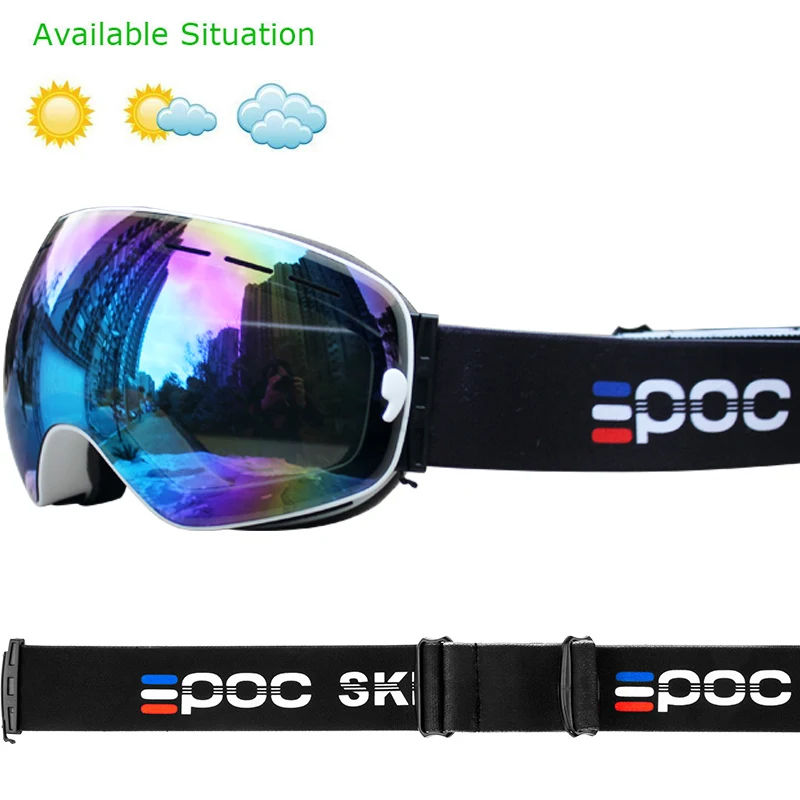 Двухслойные противотуманные лыжные очки для снегохода, лыжные очки poc crave gogle для мужчин и женщин, лыжные очки, маска для снега, сноуборда, солнцезащитные очки - Цвет: H2
