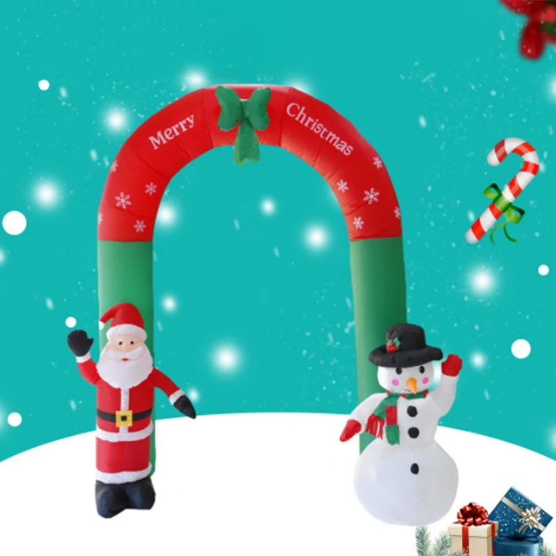 

2.4M Inflatable Arch Door Santa Claus Snowman Christmas Outdoor Ornaments Xmas New Year Party Home Shop Yard Garden Decoration