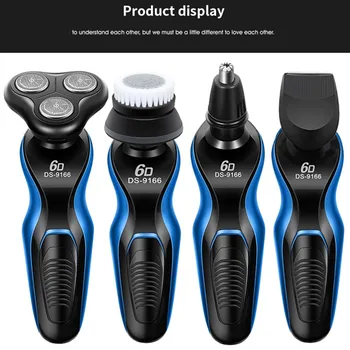 

4 in 1 Men’s Electric Razor Rechargeable Waterproof Wet And Dry Shaver Trimmer Nose Hair Trimmer Face Brush