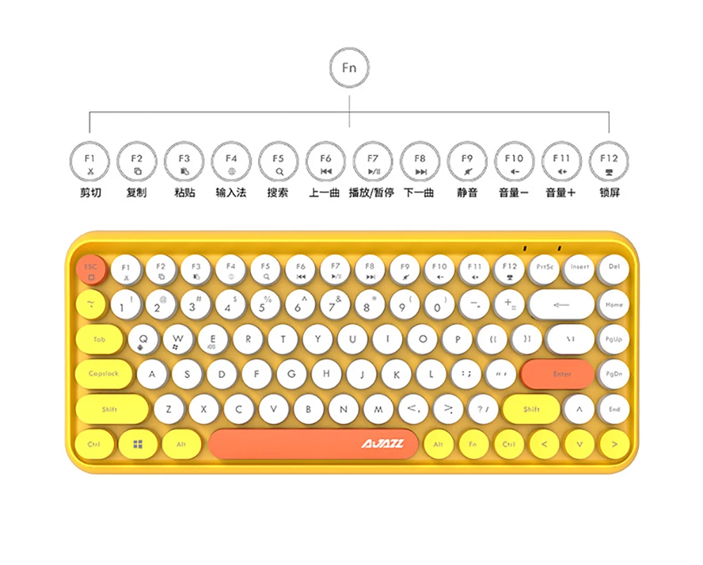 iBen Bluetooth Keyboard Retro Round Keycap Plastic Panel Colorful 84Keys For Mobile Phone PC Tablet Home Office Keyboard  (13)