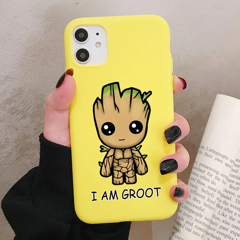 Чехол для телефона с героями мультфильмов I Am Groot Marvel для XiaoMi RedMi Note 8 7 6 5 K20 Pro матовый Силиконовый чехол s мягкая задняя крышка - Цвет: P1Yellow