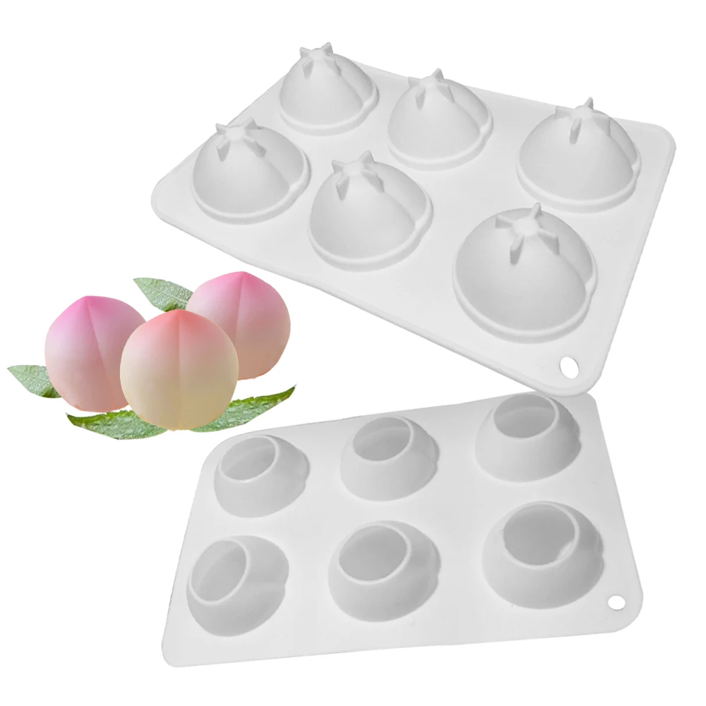 3D Peach Shape Cake Decorating Molds 6 shape Mousse Pudding Chocolate Ice Moulds soap candle resin clay bakeware kitchen tools | Дом и сад