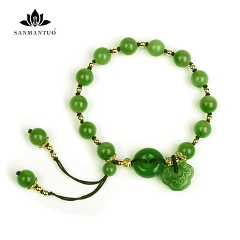 

Jewelry Natural Hetian Biyu Bracelet Woven Single Circle Bracelet Auspicious Baby Elephant Pendant Spinach Green Bracelet