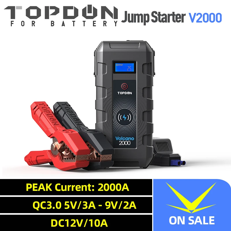 Автомобильное пусковое устройство TOPDON V2000 20800 мАч 12 В а пиковое Портативное