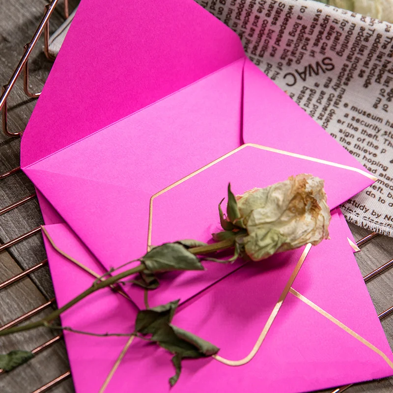 20pcs/lot Hot Stamping Pink Envelope Wedding Invitation Birthday Party Festival Celebration Invitation Card Supplies