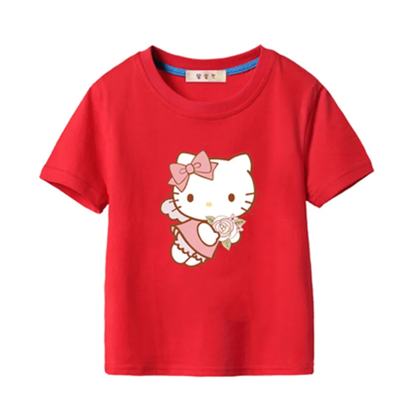 Hello kitty/Летняя футболка принцессы для девочек; Детские хлопковые топы; футболки; детская одежда для дня рождения; одежда для малышей; костюм