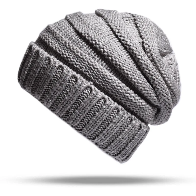 Light gray Черные однотонные брендовые зимние шапки для мужчин и женщин вязаные шапочки шапка Warm капот теплая Повседневная шапка мужские уличные чулки для лыжников шапки - Цвет: Light gray