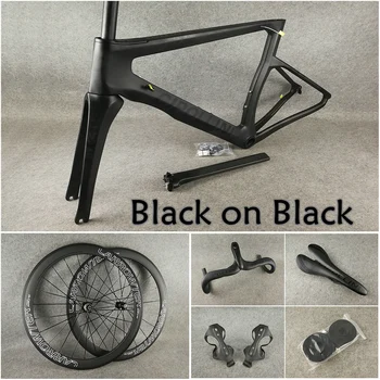 

Black on Black BoB 3K Matte MCipollini NK1K carbon frames Handlebar Saddle Bottle cages 50mm carbon wheelset Novatec A271 hubs