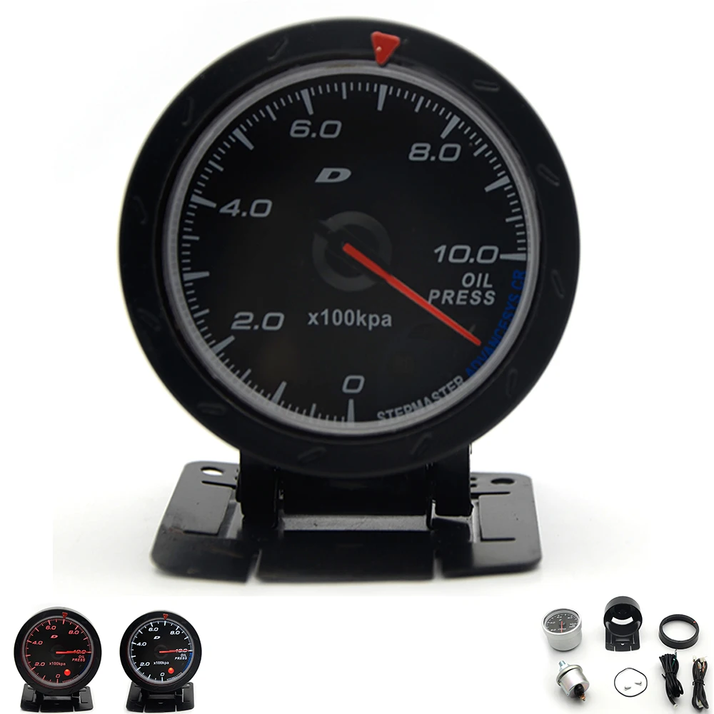 2 5 &quot60 мм Датчик давления масла черная лицевая сторона с логотипом/Автомобильный
