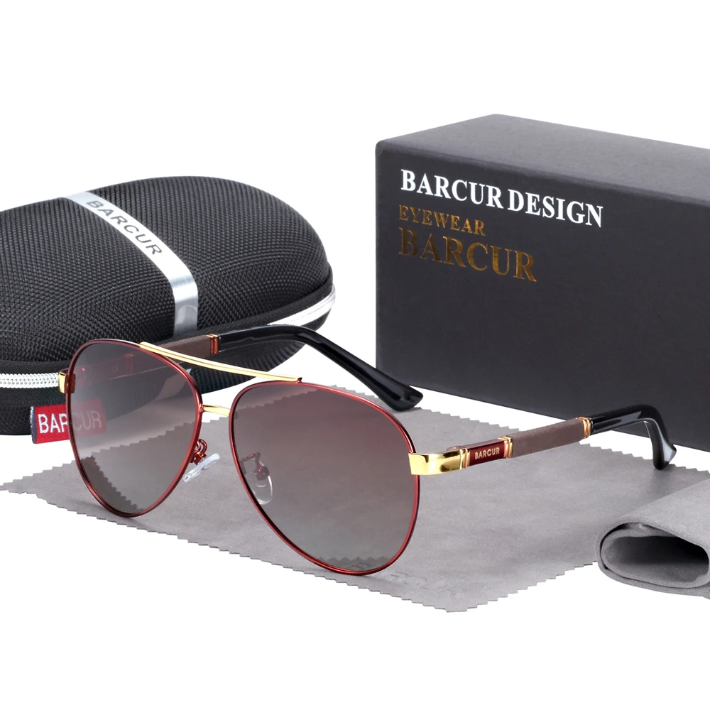 

BARCUR Pilot Sunglasses Male Polarized sun glasses Men Sports Eyewear lunette de soleil homme