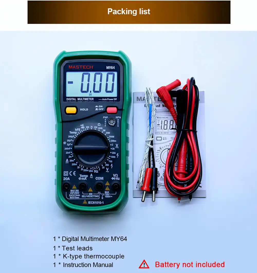 MASTECH MY64 Digital Multimeter Capacitance Temperature Meter HFE.