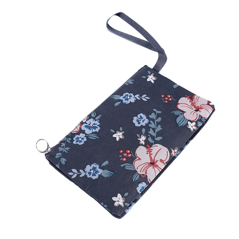 Dark gray flower Модная сумка для туалетных принадлежностей с принтом, портативная многофункциональная Складная двойная косметичка, Корейская прямоугольная Большая вместительная косметичка - Цвет: Dark gray flower