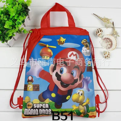 A with handle 24 шт. нетканый Подарочный мешочек на шнурке маленький super mario bros тематическая вечеринка на день рождения подарки детям для плавания школьные рюкзаки - Цвет: A with handle
